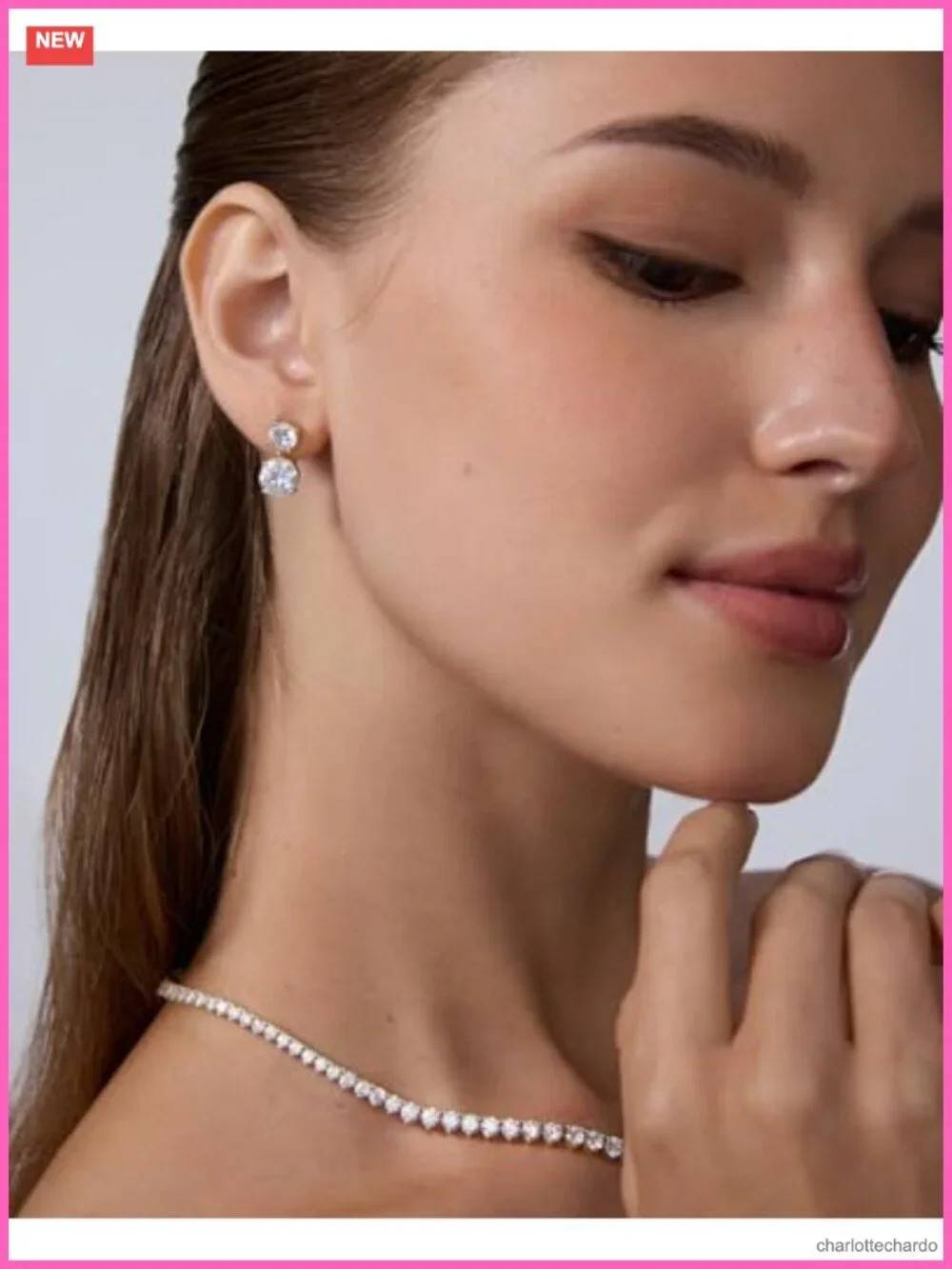 14K Gold Plated CZ Dangle Earrings Long Bridal Drop Earrings